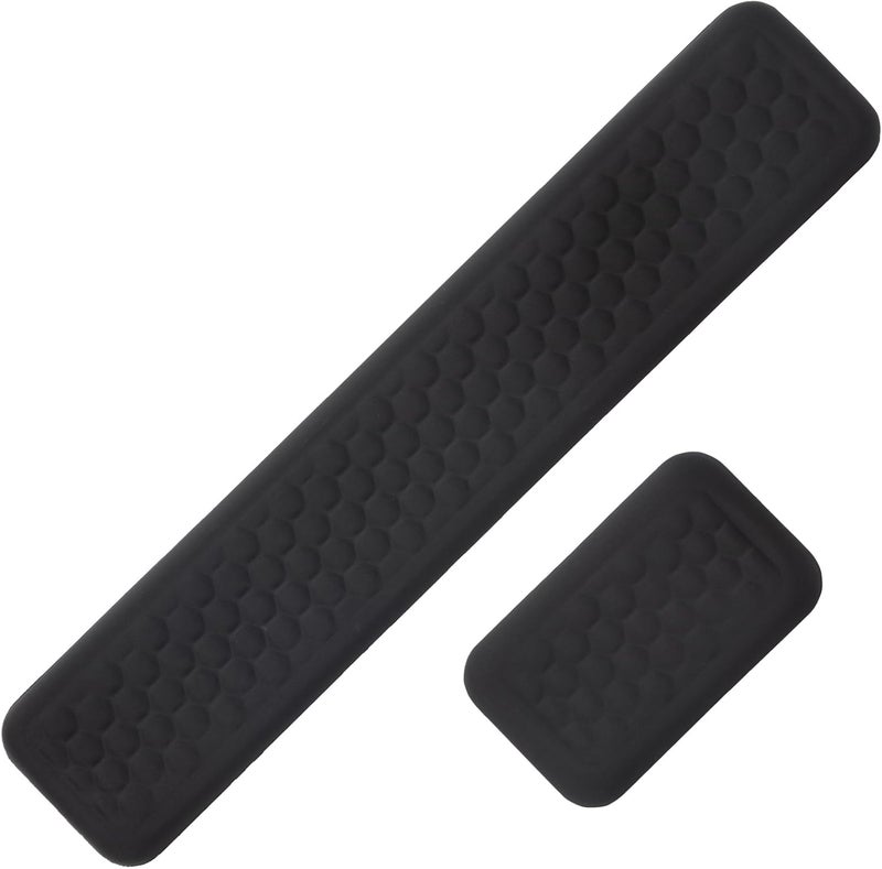 Leolee Keyboard Wrist Rest, Wrist Rest for Computer Keyboard and Mouse, Black Ergonomic Wrist Support Set with Memory Foam Non-Slip Base Massage Design for Pain Relief, Typing, Gaming, Office - Image 1